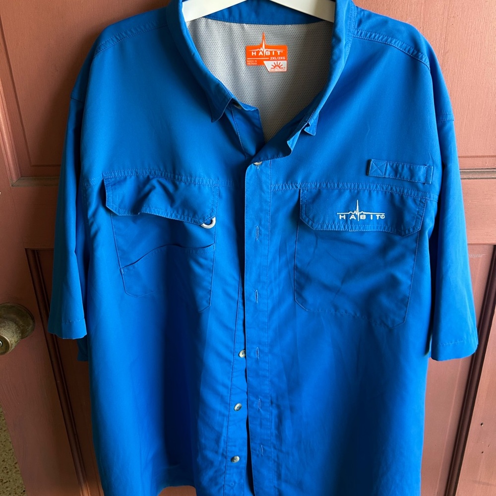 Habits Men's Short-Sleeve Button-Down Shirt - Bright Blue